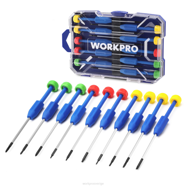 WORKPRO 10-delade precisionsskruvmejselset med fodral, stjärnor, slitsad, torx-stjärna, reparationsverktygssats för magnetskruvmejsel, halkfritt grepp ny 0ZLD103 verktyg