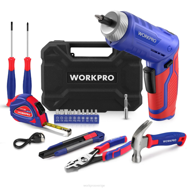 WORKPRO 18 st allmän verktygssats för hem rosa/blå 0ZLD102 verktyg