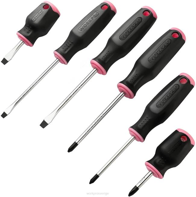 WORKPRO 6 st magnetiska skruvmejslar set rosa 0ZLD244 verktyg