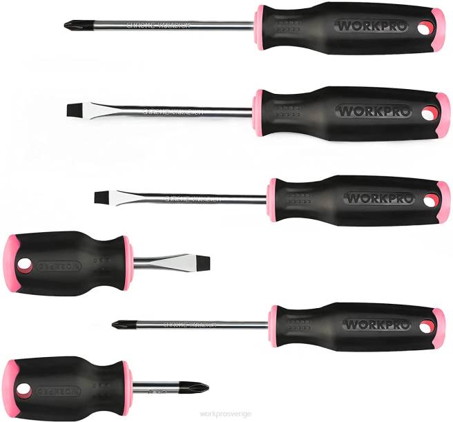 WORKPRO 6 st magnetiska skruvmejslar set rosa 0ZLD244 verktyg