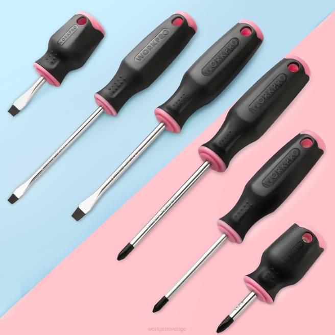 WORKPRO 6 st magnetiska skruvmejslar set rosa 0ZLD244 verktyg