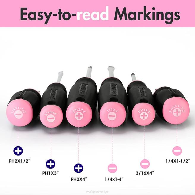 WORKPRO 6 st magnetiska skruvmejslar set rosa 0ZLD244 verktyg
