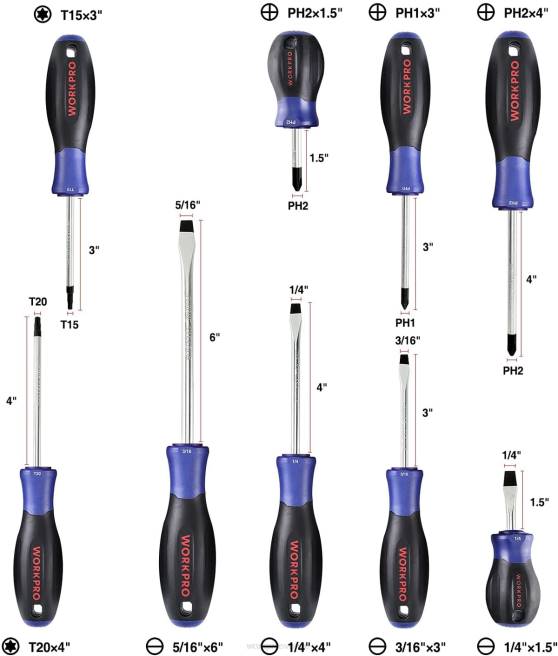 WORKPRO magnetisk skruvmejselsats, 16 st torx slitsade phillips precisionsskruvmejslar med magnetiserare ny 0ZLD98 verktyg