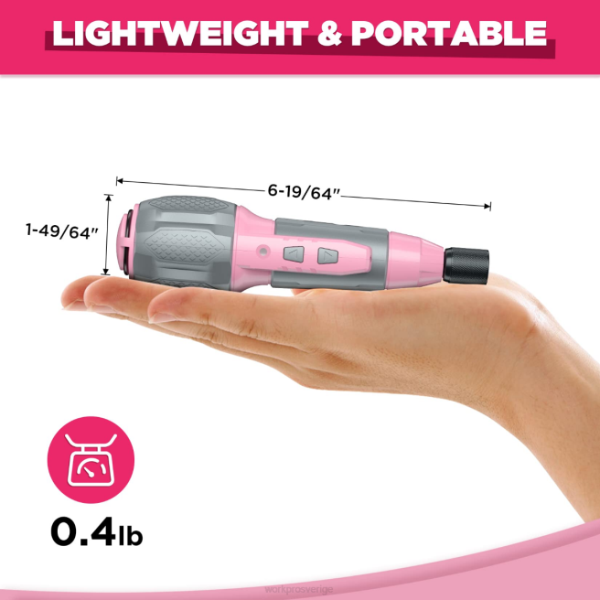 WORKPRO sladdlös 4v usb uppladdningsbart litiumjonbatteri skruvmejselsats rosa/vit 0ZLD236 verktyg