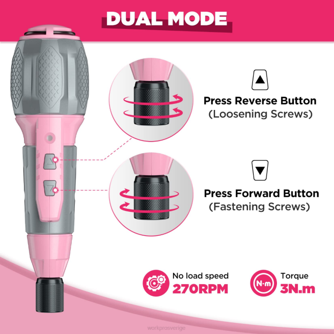 WORKPRO sladdlös 4v usb uppladdningsbart litiumjonbatteri skruvmejselsats rosa/vit 0ZLD236 verktyg