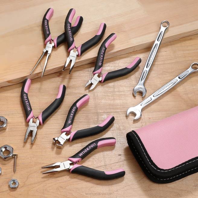 WORKPRO 6 st mini tång set med påse rosa 0ZLD65 verktyg