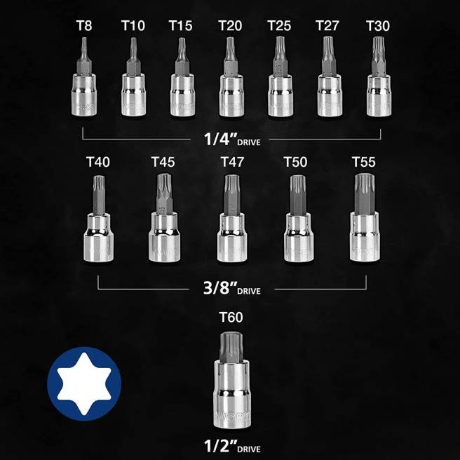 WORKPRO 13 st torx bits socket set (endast för handanvändning) morden 0ZLD127 verktyg