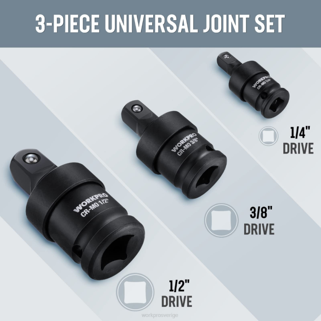 WORKPRO 3-delad universalkopplingssats hjälpsam 0ZLD148 verktyg