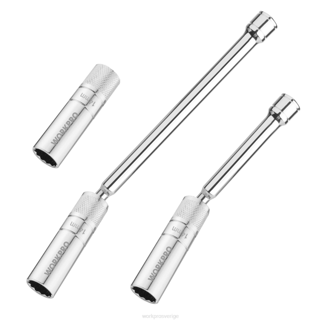 WORKPRO 3 st-14 mm tunt vägguttag med 6- och 10-tums förlängningar magnetiskt svängbart tändstiftsuttag hjälpsam 0ZLD143 verktyg