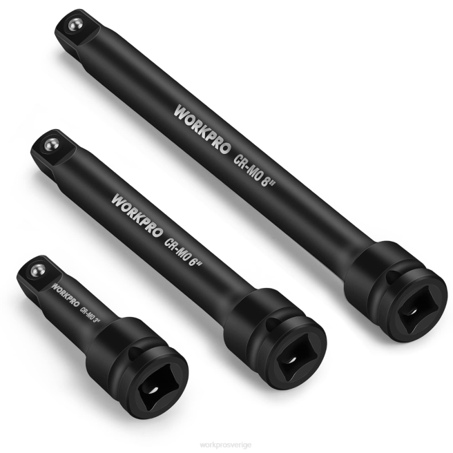 WORKPRO 3 stycken 3, 6, 8 tums 1/2-tums socket drive stötförlängningsstångssatser användbar 0ZLD202 verktyg