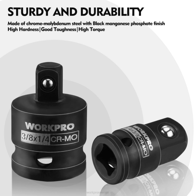 WORKPRO 4-delad adapter och reduceringssats, skiftnyckelomvandlingssats hjälpsam 0ZLD94 verktyg