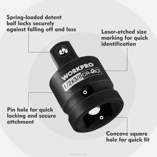 WORKPRO 4-delad adapter och reduceringssats, skiftnyckelomvandlingssats hjälpsam 0ZLD94 verktyg