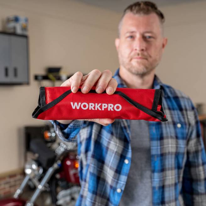 WORKPRO 8 st flex-head-spärrnyckelsats med organiseringsväska användbar 0ZLD86 verktyg