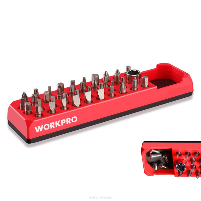 WORKPRO magnetisk skruvmejsel 39-håls skruvmejsel borrbitsorganisator för 1/4 tum hexbits- och drivbitsadapter röd blå 0ZLD132 verktyg