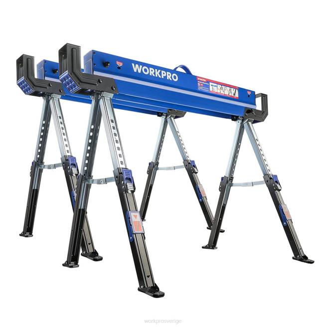 WORKPRO 2 st hopfällbar såghäst justerbar kraftig såghäst med 2x4 stödarmar, 3000 lbs lastkapacitet, 24-32 tum justerbara ben, svängbara fötter och stödpinnar ny 0ZLD35 lagring