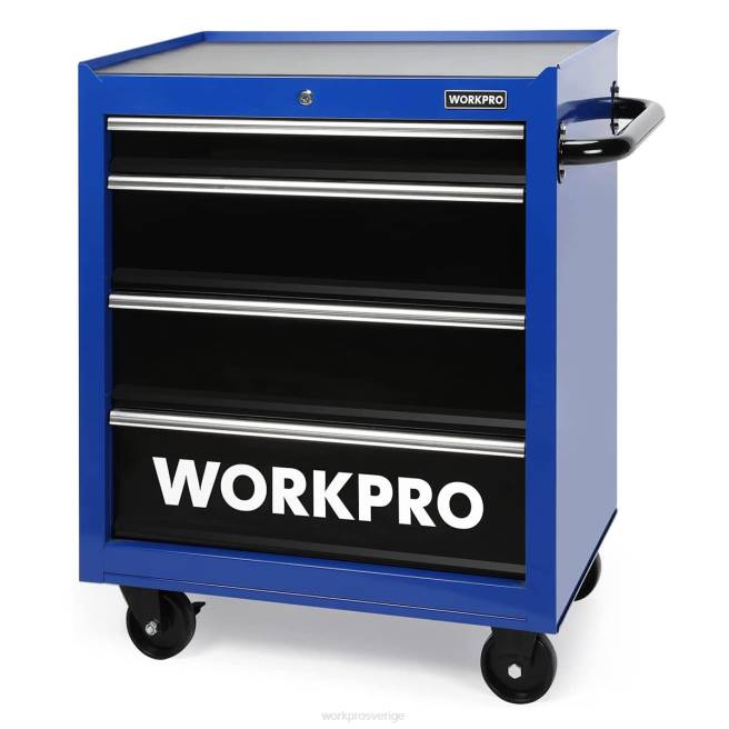 WORKPRO 4-lådors verktygslåda, 26-tums rullande metallverktygsförvaringsskåp med hjul, låssystem, lådfoder, 450 lbs lastkapacitet morden 0ZLD17 lagring