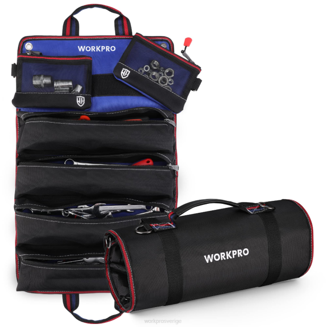 WORKPRO heavy duty verktyg roll up bag organizer med 6 fickor och löstagbara verktygsfickor ny 0ZLD32 lagring